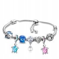 BRANSOLETKA MODUŁOWA CHARMS PRZYWIESZKI ZWIERZĄTKA ŻÓŁW SERCE WALENTYNKI