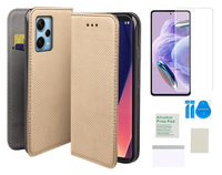 Etui z klapką do XIAOMI REDMI NOTE 12 PRO PLUS magnet case złoty +folia TPU