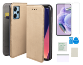 Etui z klapką do XIAOMI REDMI NOTE 12 PRO PLUS magnet case złoty +folia TPU