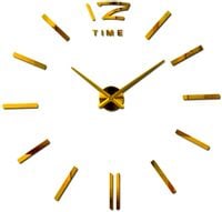 ZEGAR ŚCIENNY 3D lustrzany NAKLEJANY NOWOCZESNY ZŁOTY 80 - 130 cm