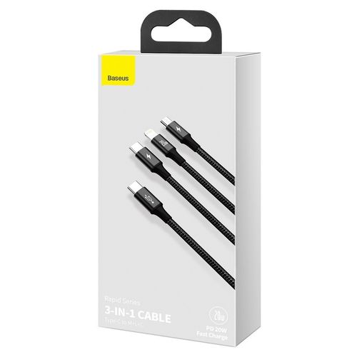 kabel usb 3w1 baseus rapid series, micro usb / lightning / usb-c na Arena.pl