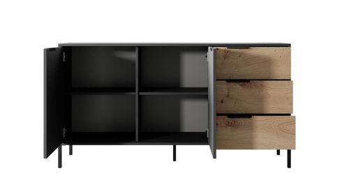 Nowoczesna KOMODA RAW 2D3S 153 czarny/dąb artisan na Arena.pl