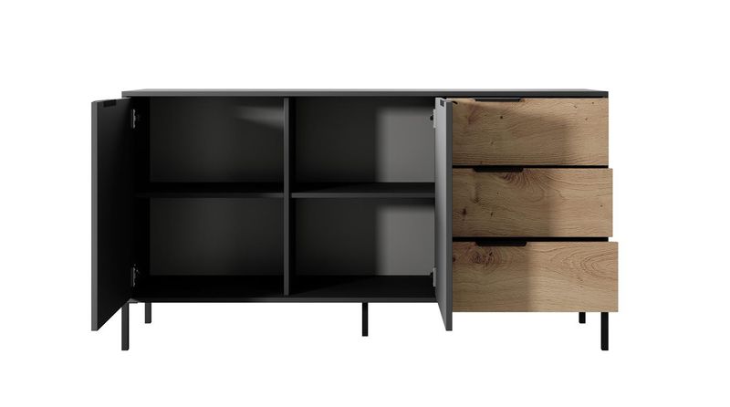 Nowoczesna KOMODA RAW 2D3S 153 czarny/dąb artisan zdjęcie 5