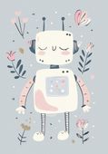 Plakat 70x100cm Wzory dla Dzieci, Dziewczynki Do Pokoju - Roboś