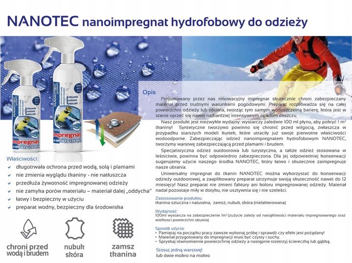 Ochronny impregnat do odzieży 500ml NanoTec zdjęcie 2