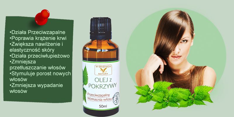 OLEJ Z POKRZYWY Przeciwzapalny Wzmacnia WŁOSY Poprawia krążenie - 50 ml zdjęcie 2