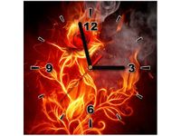 30X30CM ZEGAR OGNISTA RÓŻA OBRAZ DREWNO