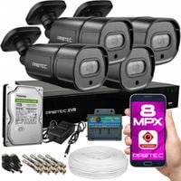 PREMIUM ZESTAW MONITORINGU 4 KAMERY 4K 8MPX CZARNE UHD ZEWNĘTRZNE 1TB