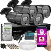 PREMIUM ZESTAW MONITORINGU 4 KAMERY 4K 8MPX CZARNE UHD ZEWNĘTRZNE 1TB