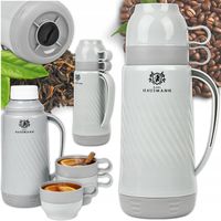 TERMOS ZE SZKLANYM WKŁADEM 1L DO KAWY HERBATY TERMOS OBIADOWY +DWA