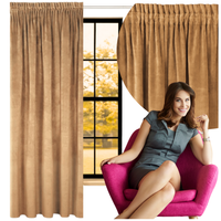 Zasłona welurowa 140x250 cm beżowa zaciemniająca taśma gotowa velvet welur