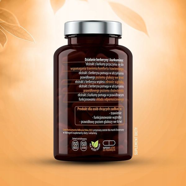 BERBERYNA + KURKUMINA 600 MG GLUKOZA CUKIER TRAWIENIE WĄTROBA 90 DNI WEGE zdjęcie 6