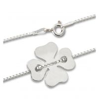 SREBRNA BRANSOLETKA CELEBRYTKA CZTEROLISTNA KONICZYNKA PRÓBA SREBRA 925 GRAWER GRATIS