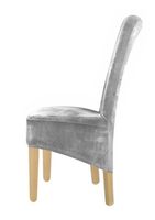 Pokrowiec Na Krzesło Xl Jasny Szary Welur Elastyczny [21Dw]