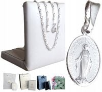 Łańcuszek srebrny 925 Cudowny Medalik Matka Boska (na PREZENT / KOMUNIA)