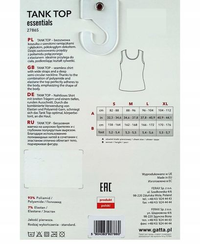 GATTA Koszulka Tank Top S / Natural na Arena.pl