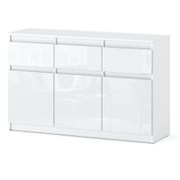 Komoda Biała Połysk Do Salonu 120cm Oleksa 3 Szuflady Szafka Nowoczesna Rtv