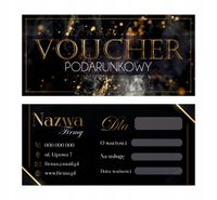 VOUCHERY PODARUNKOWE na zakupy lub usługi 60 szt. czarno złoty DUŻY WYBÓR