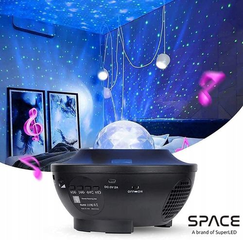 Projektor Gwiazd Rzutnik Space Lampka nocna LED Głośnik Bluetooth + pilot na Arena.pl