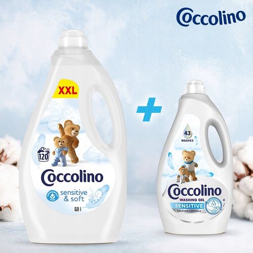 Zestaw Coccolino Płyn do płukania Sensitive & Soft 2x3l 240 Prań na Arena.pl