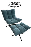 FOTEL NIEBIESKI, OBROTOWY Z PODNÓŻKIEM FW12