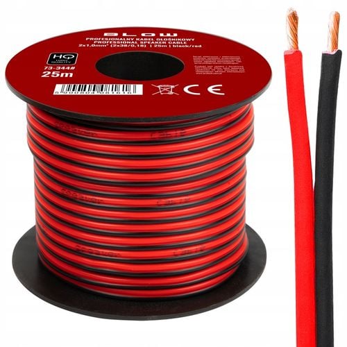 KABEL DWUŻYŁOWY PRZEWÓD GŁOŚNIKOWY HQ 2x1 SZPULA 25m PRZEZROCZYSTY LED na Arena.pl