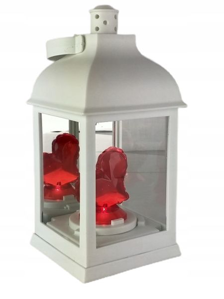 LATARENKA LED LAMPION ZNICZ SERCE NA BATERIE DEKORACYJNA BIAŁA WKŁAD KOLORY zdjęcie 12