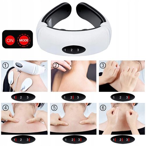 MASAŻER ELEKTROSTYMULATOR SZYI KARKU TENS EMS 2W1 ELEKTRODY TERAPIA PRĄDEM na Arena.pl