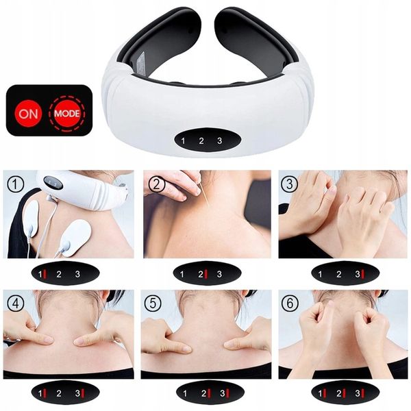 MASAŻER ELEKTROSTYMULATOR SZYI KARKU TENS EMS 2W1 ELEKTRODY TERAPIA PRĄDEM zdjęcie 4
