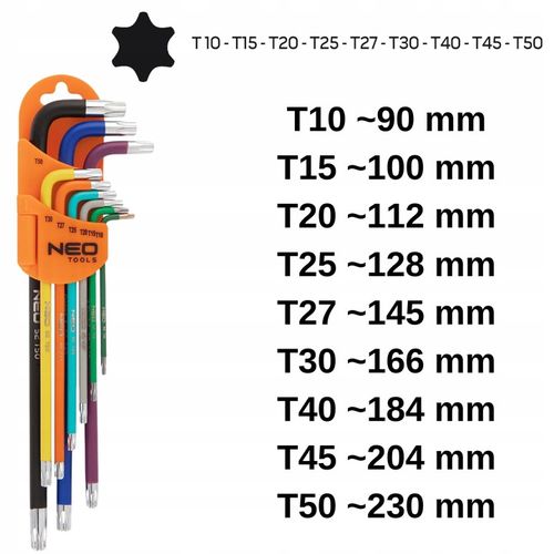 NEO TOOLS Długie Kolorowe Klucze IMBUSOWE I TORX 18 szt. IMBUSY na Arena.pl