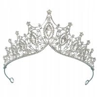 Korona SREBRNA Tiara Diadem Ozdoba do Włosów Ślubna 18stka Panieński