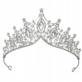 Korona SREBRNA Tiara Diadem Ozdoba do Włosów Ślubna 18stka Panieński