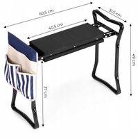 KLĘCZNIK TABORET OGRODOWY STOŁEK KRZESŁO SKŁADANE DO OGRODU 2W1 + ORGANIZER