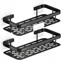 2X PÓŁKA ŁAZIENKOWA WISZĄCA POD PRYSZNIC DO ŁAZIENKI METALOWA CZARNA LOFT