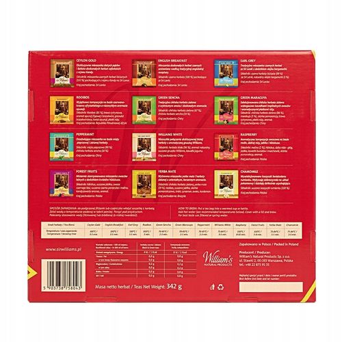 Prezenter z herbatami Sir William's Tea Zestaw 180 Herbat - Mix Smaków na Arena.pl