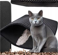 MATA POD KUWETĘ WYCIERACZKA Dla Kota Dwuwarstwowa Czarna DUŻA XXL 60x45 cm