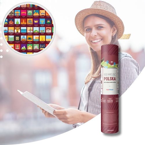 MAPA ZDRAPKA PLAKAT BUCKET LIST 100 MIEJSC POLSKA PREZENT NA URODZINY na Arena.pl