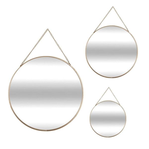 Zestaw 3 okrągłych luster Leny złote zdjęcie 1