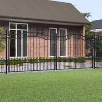 Brama z grotami, czarna, 406x198 cm, malowana proszkowo stal