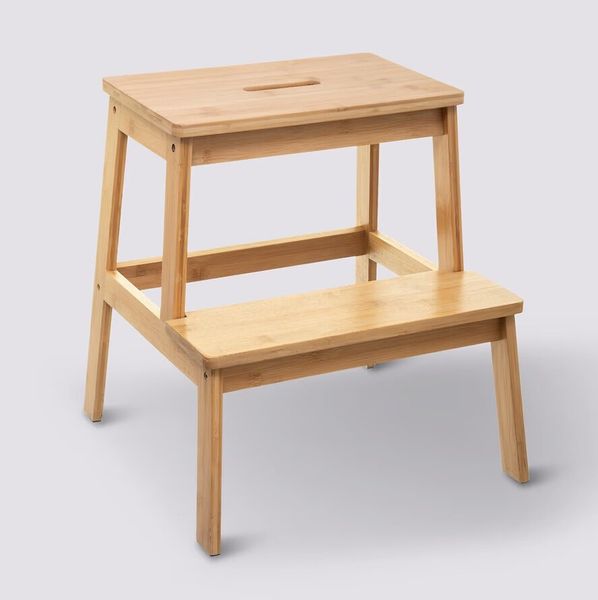 Taboret/ podnóżek z 2 stopniami bambusowy zdjęcie 3