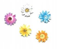 Guziki drewniane kwiat stokrotka 21mm 2otw. 5 szt.