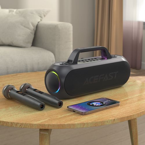 Głośnik bezprzewodowy do karaoke 200W z 2 mikrofonami USB-C czarny na Arena.pl