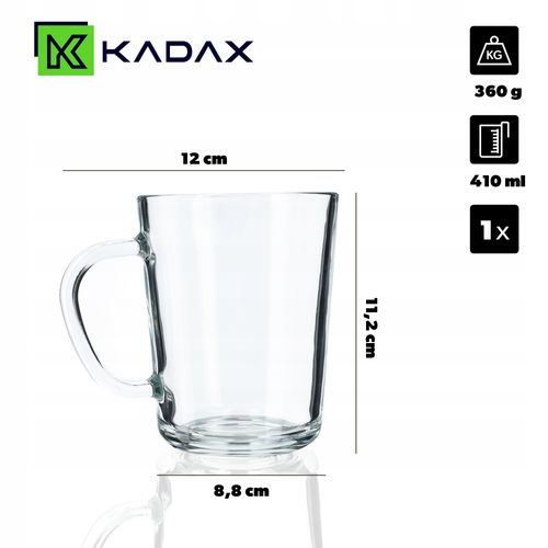 KADAX Szklanka Do Herbaty Kawy Kubek Z Uchem 410ml na Arena.pl