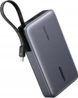 UGREEN PB551 Szybki Powerbank 20000mAh 145W USB-C+USB Wbudowany Kabel Szary