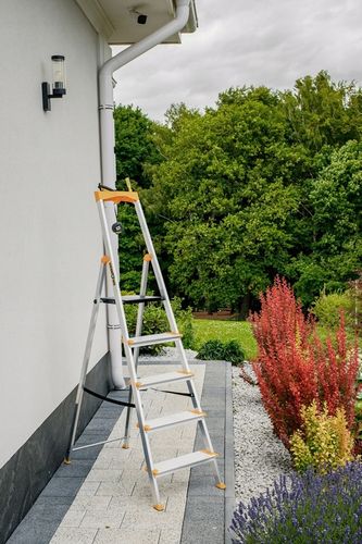 Drabina aluminiowa domowa PÓŁKA 5 stopniowa SZEROKIE stopnie DRABEST na Arena.pl