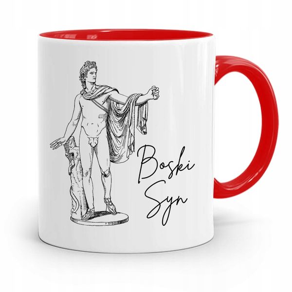 Kubek Czerwony Prezent Dla Syna Boski Synek Z Nadrukiem Ze Zdjęciem zdjęcie 1