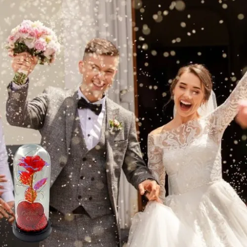 WIECZNA RÓŻA W SZKLE W KOPULE ŚWIECĄCA NA WALENTYNKI LED PREZENT PUDEŁKO na Arena.pl