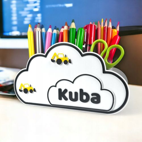 Organizer na biurko 3D Duża chmurka Przybornik na kredki IMIĘ piórnik EKO na Arena.pl