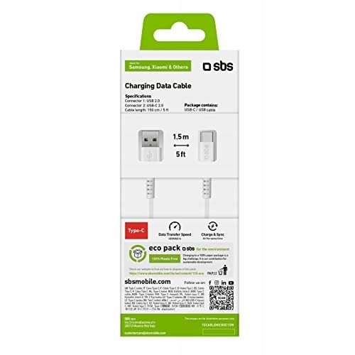 Kabel przewód USB-A - USB-C 1.5m - biały na Arena.pl