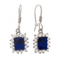 SREBRNE KOLCZYKI WISZĄCE NA BIGLU Z SZAFIRAMI SREBRO PRÓBY 925